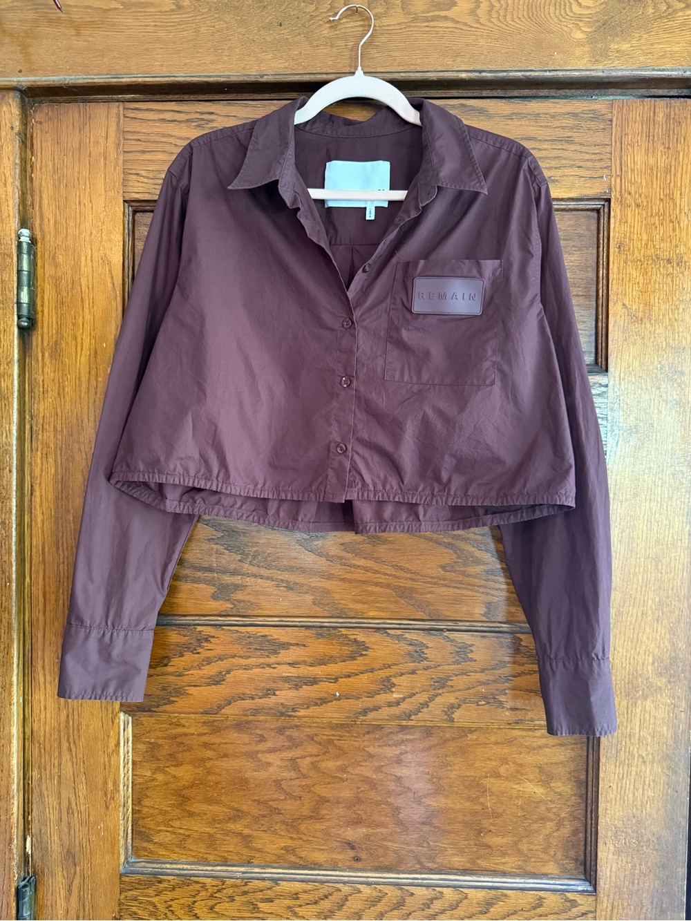 REMAIN Birger Christensen Organic Cotton Cropped Button Down Blouse Minimal 12